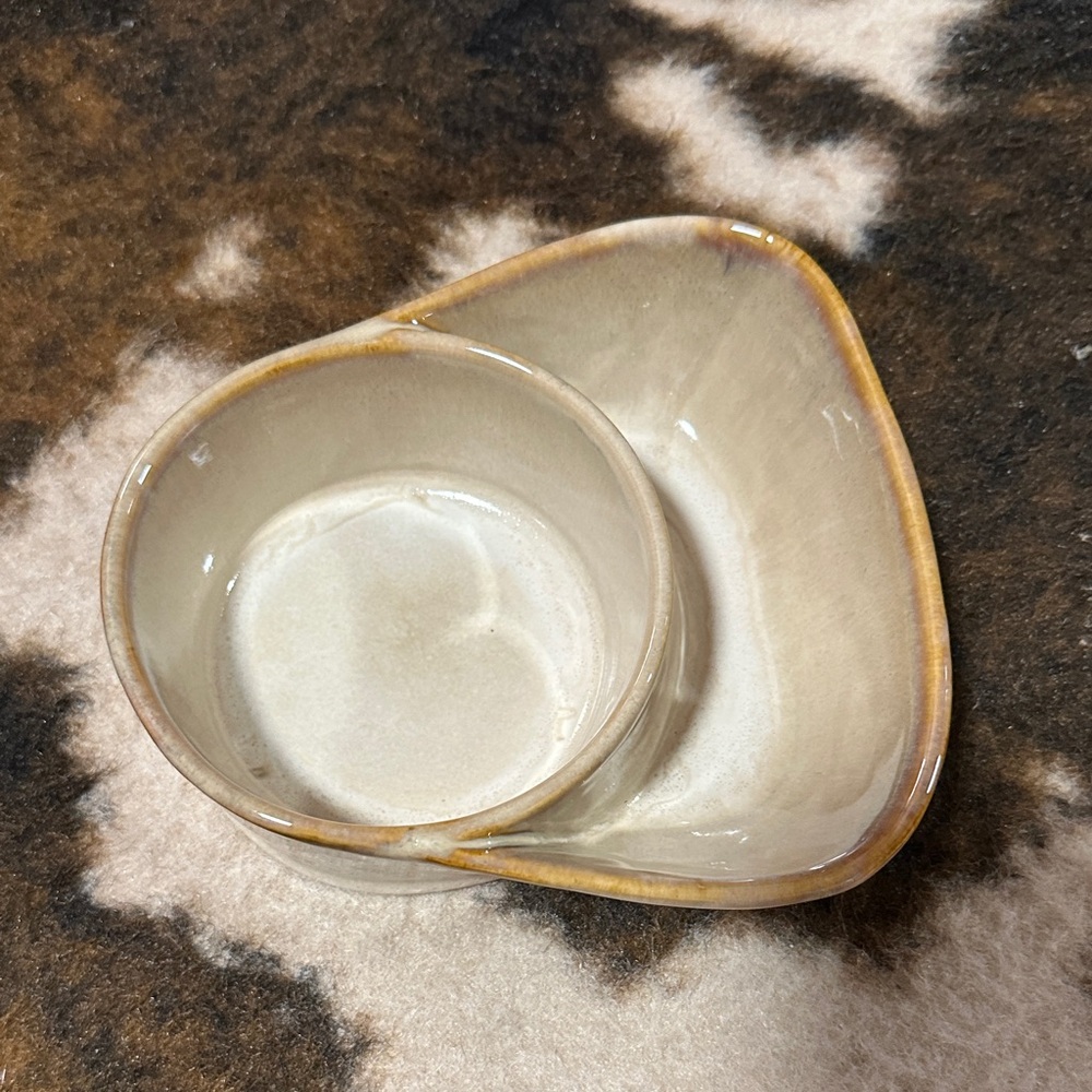 Ceramic Cream and Tan Dish Set